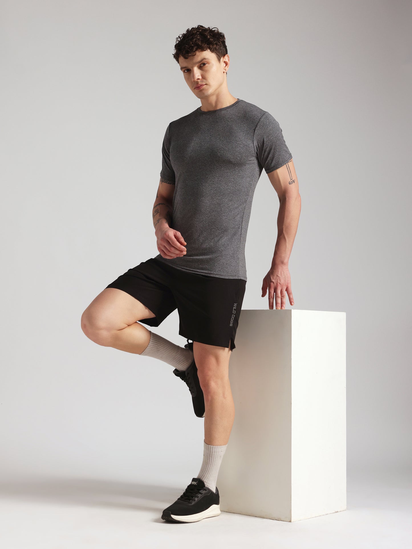 Men’s Premium Self-Textured Dark Grey GYM T-Shirt