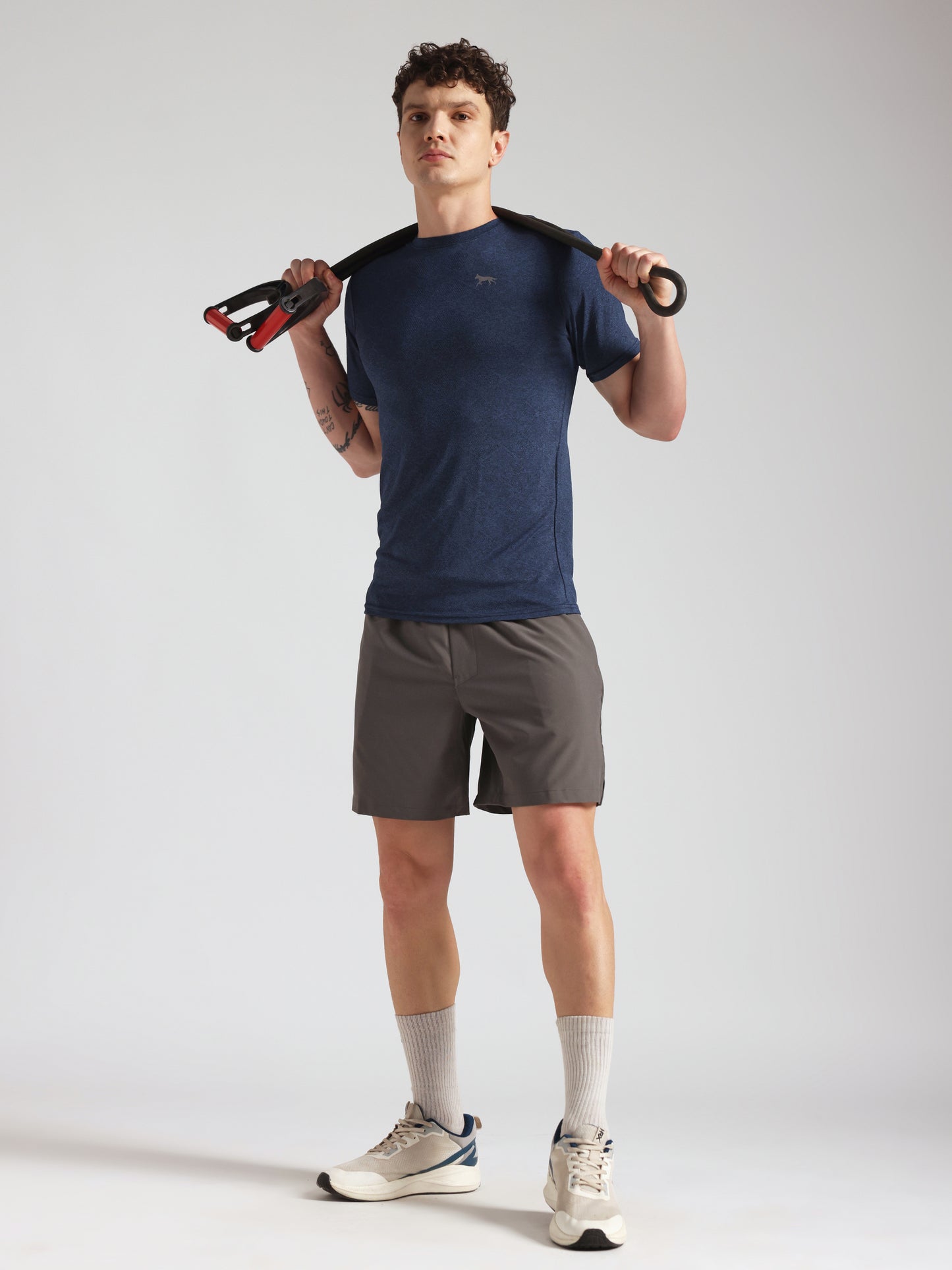 Men’s Premium Self-Textured Navy Blue GYM T-Shirt