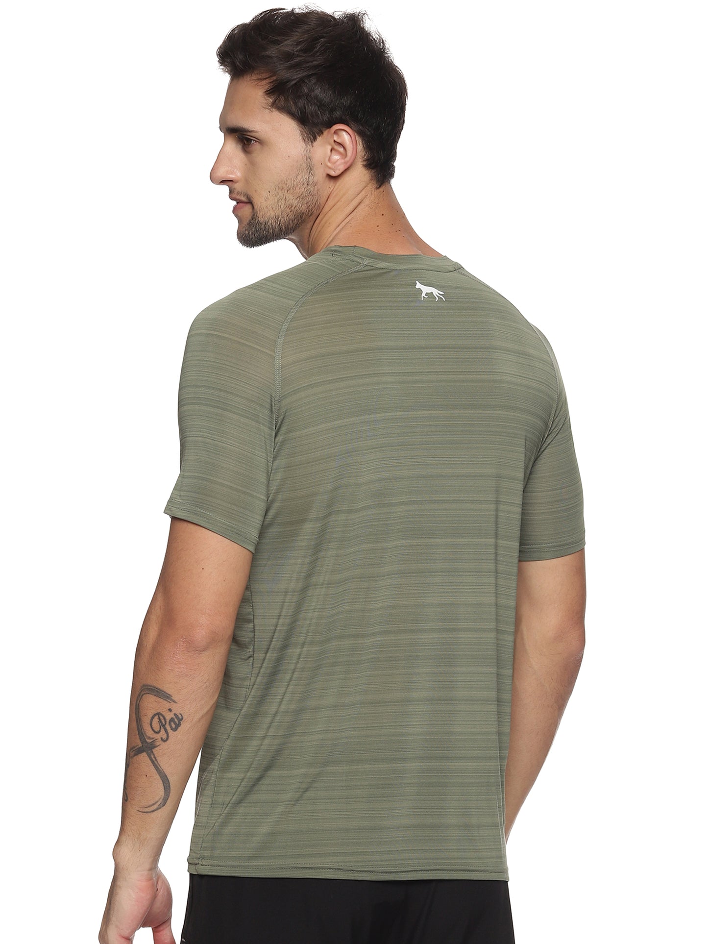 Wild Dogs Men Green Textured Round neck T-shirt