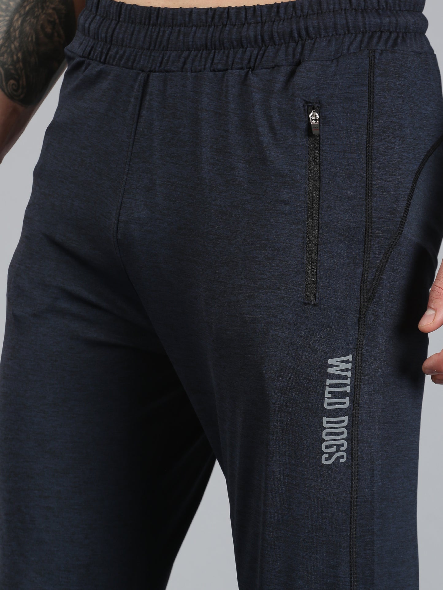 WILD DOGS Men's Regular Fit Polyester Navy Milanz Trackpant