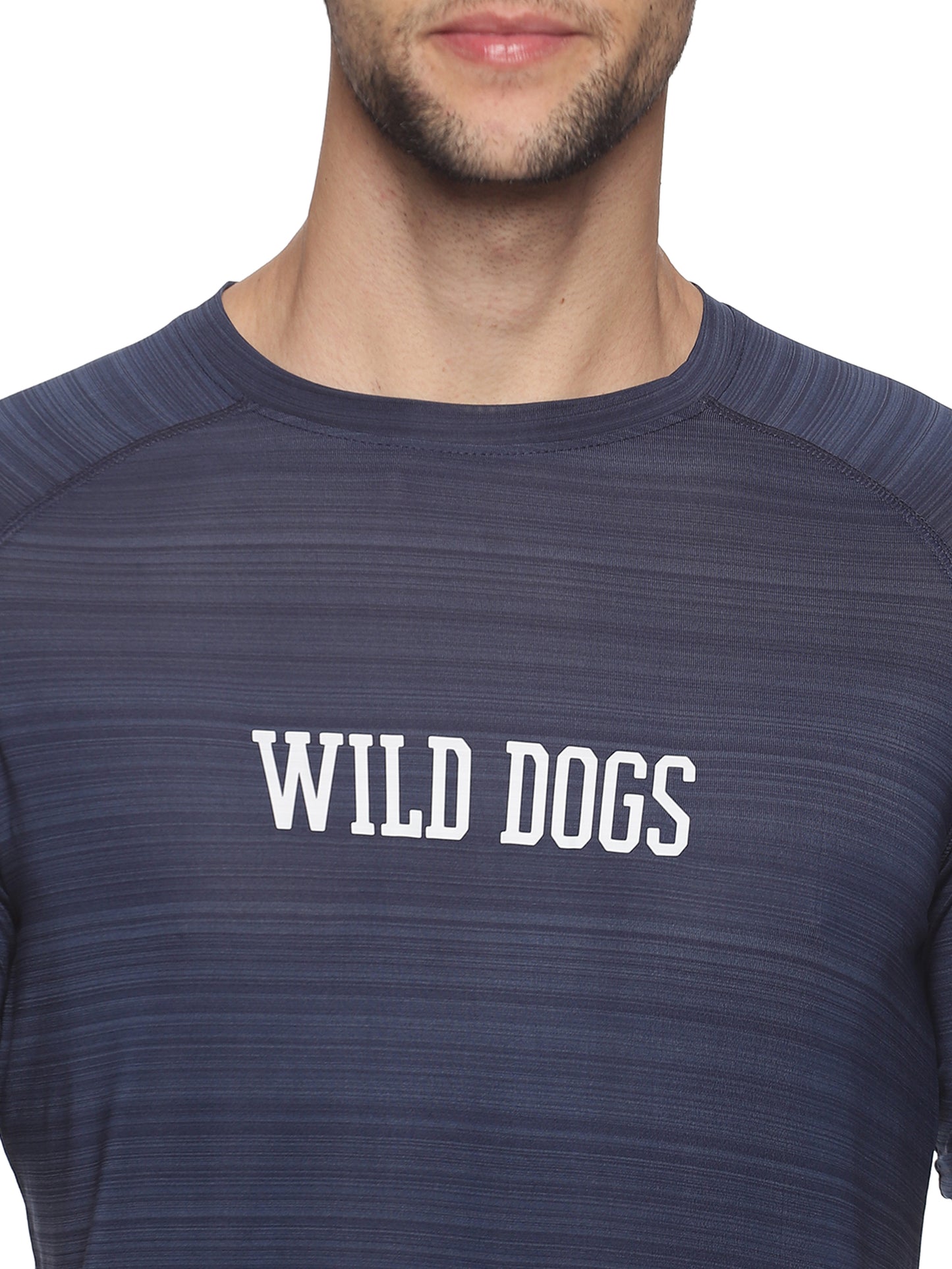 Wild Dogs Men Navy Blue Textured Round neck T-shirt