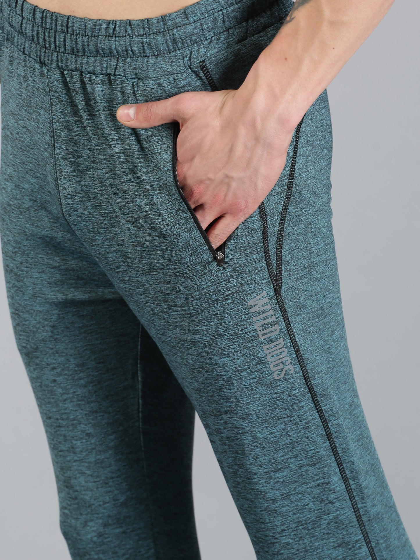 WILD DOGS Men's Regular Fit Polyester Teal Milanz Trackpant