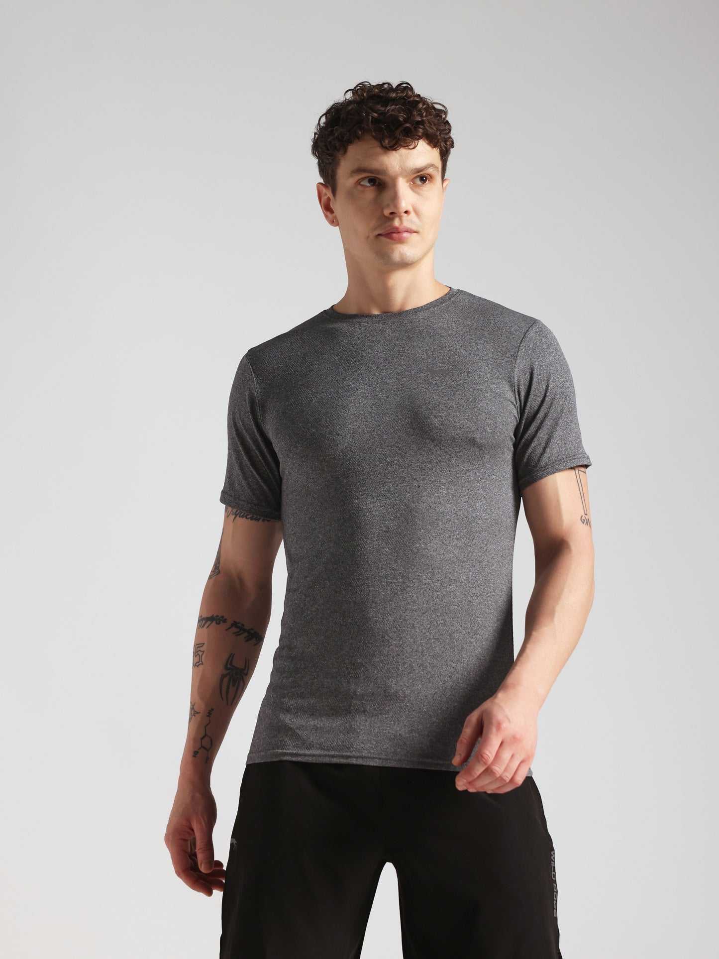 Men’s Premium Self-Textured Dark Grey GYM T-Shirt