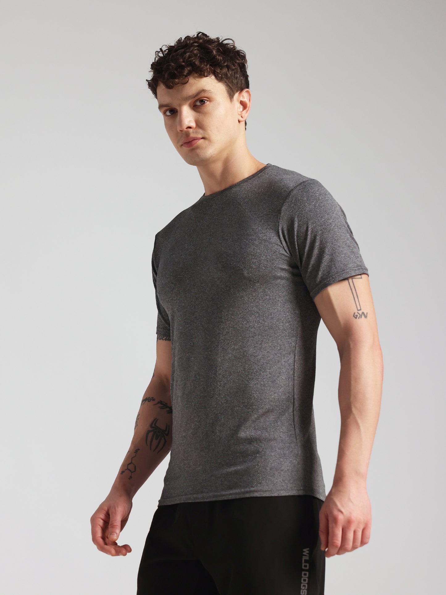 Men’s Premium Self-Textured Dark Grey GYM T-Shirt