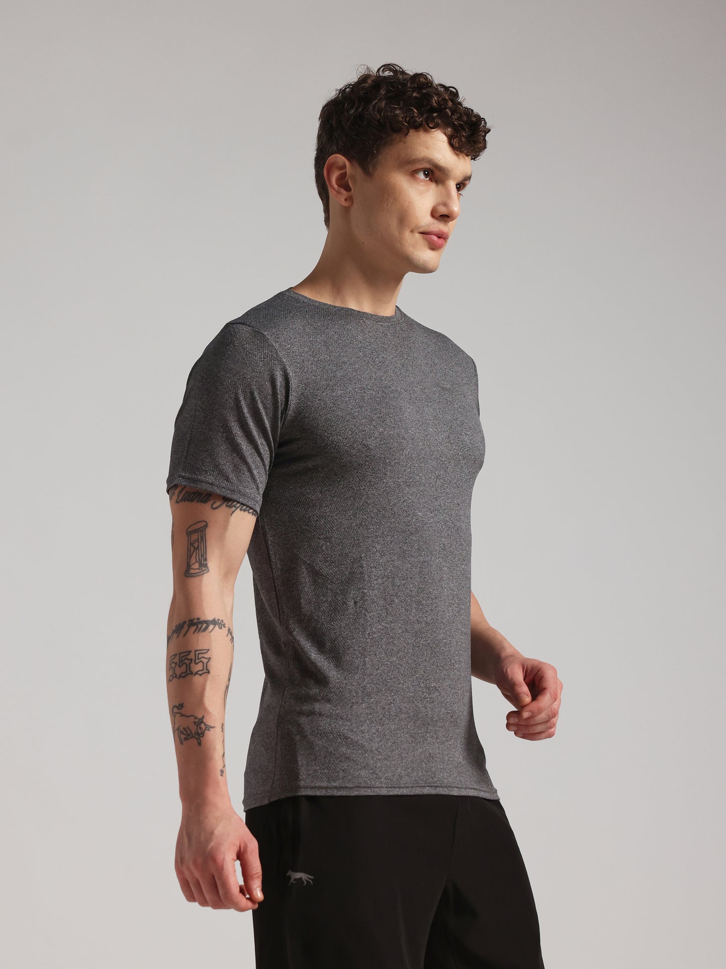 Men’s Premium Self-Textured Dark Grey GYM T-Shirt