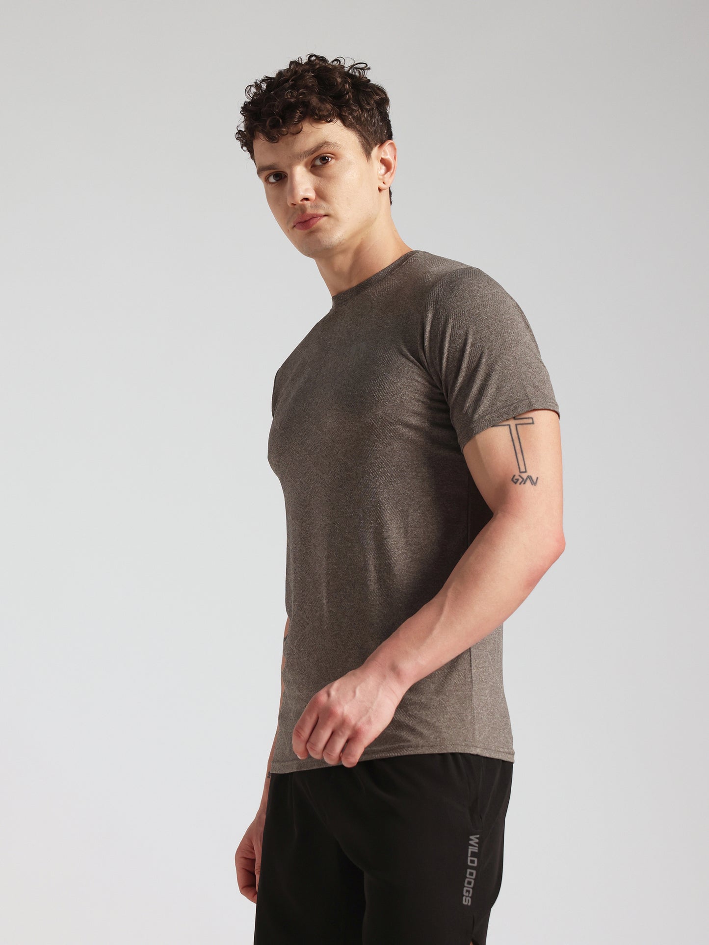 Men’s Premium Self-Textured Olive Brown GYM T-Shirt (Copy)