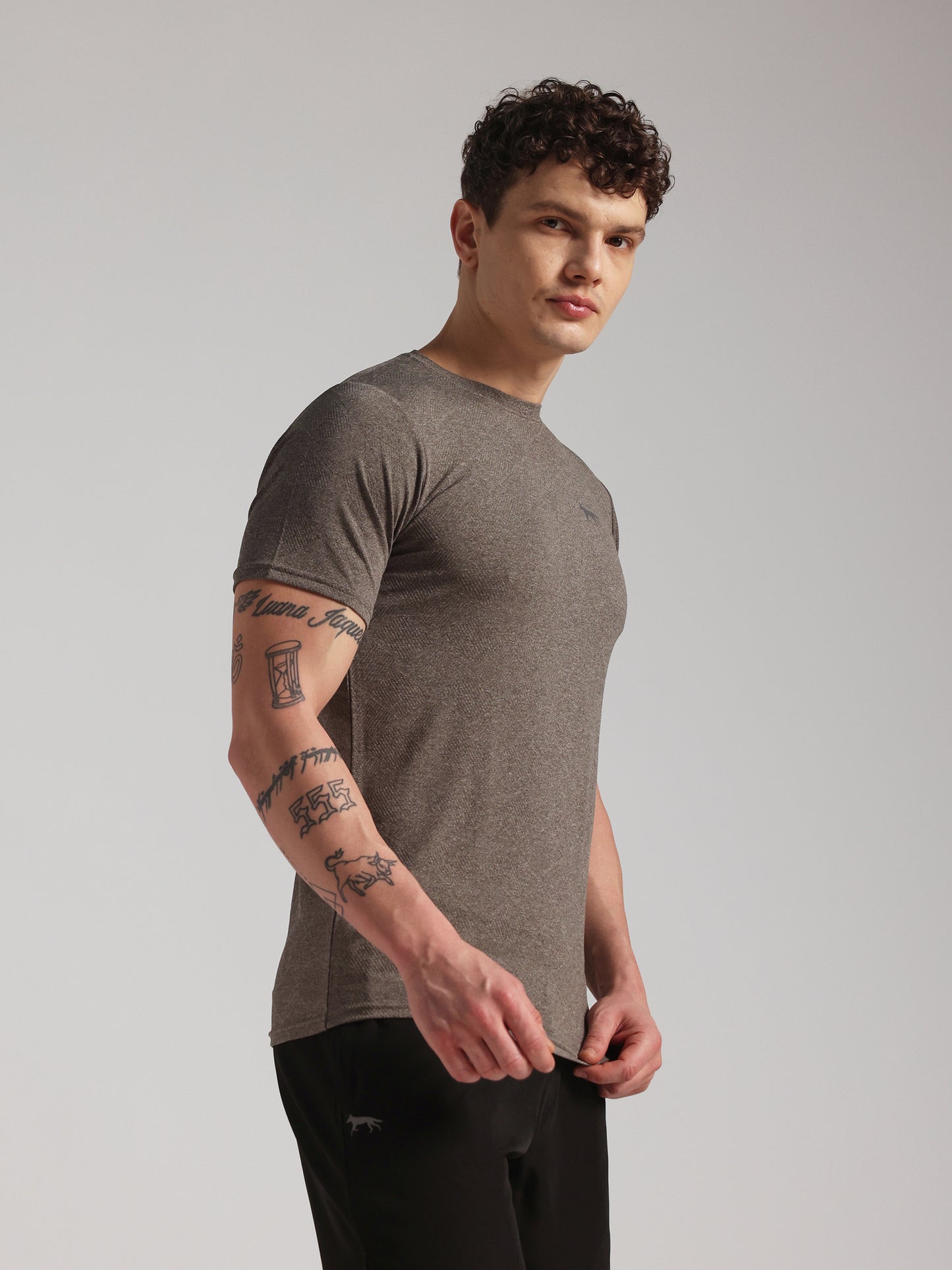 Men’s Premium Self-Textured Olive Brown GYM T-Shirt (Copy)