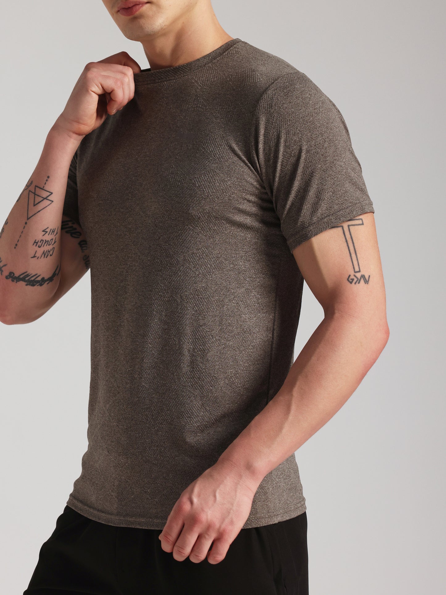 Men’s Premium Self-Textured Olive Brown GYM T-Shirt (Copy)