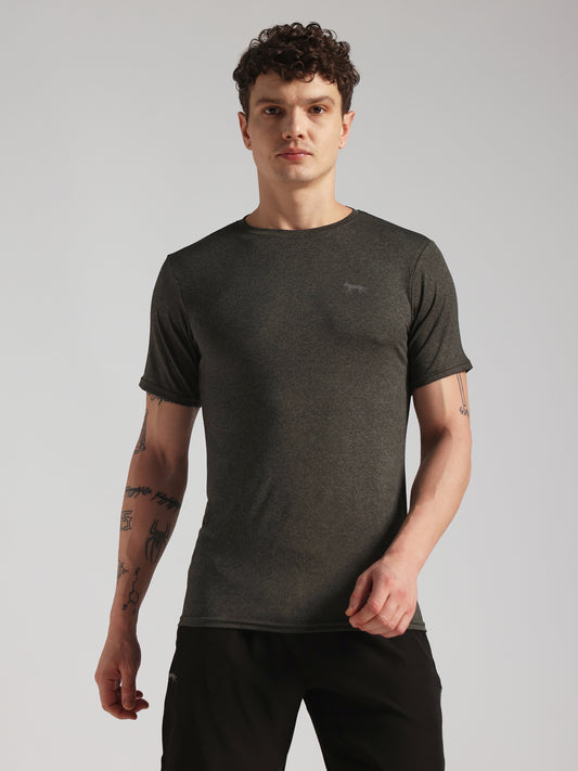 Men’s Premium Self-Textured Olive Green GYM T-Shirt