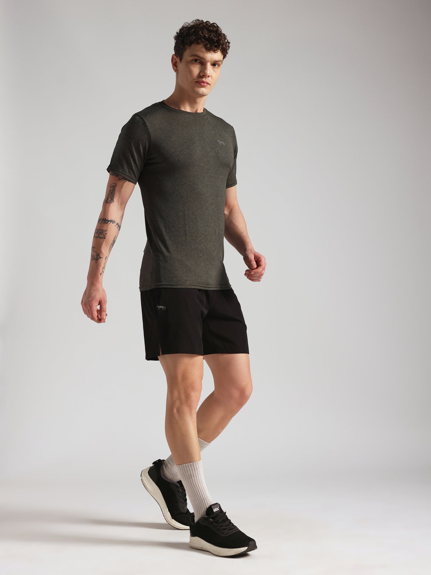 Men’s Premium Self-Textured Olive Green GYM T-Shirt