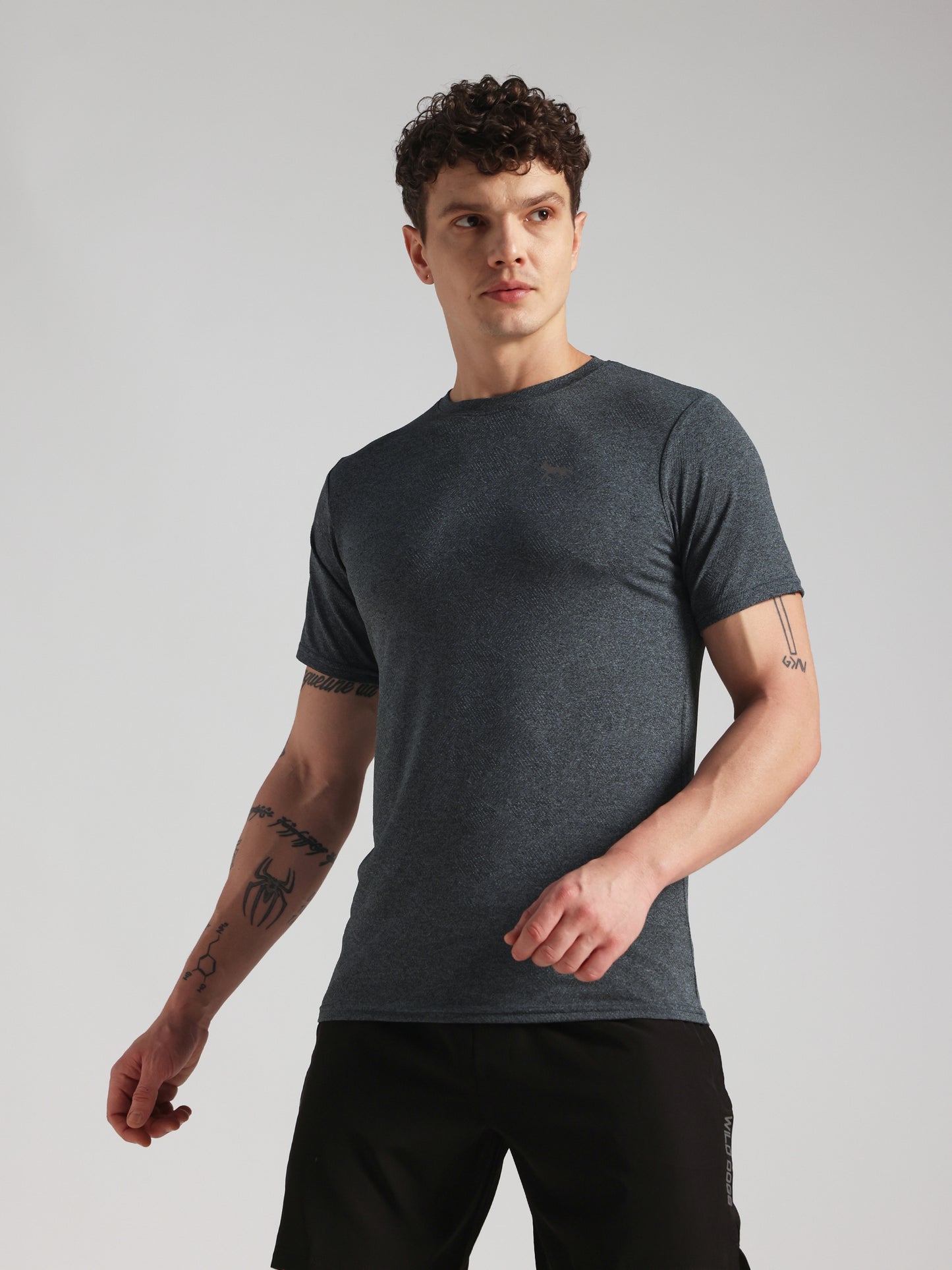 Men’s Premium Self-Textured Teal Blue GYM T-Shirt