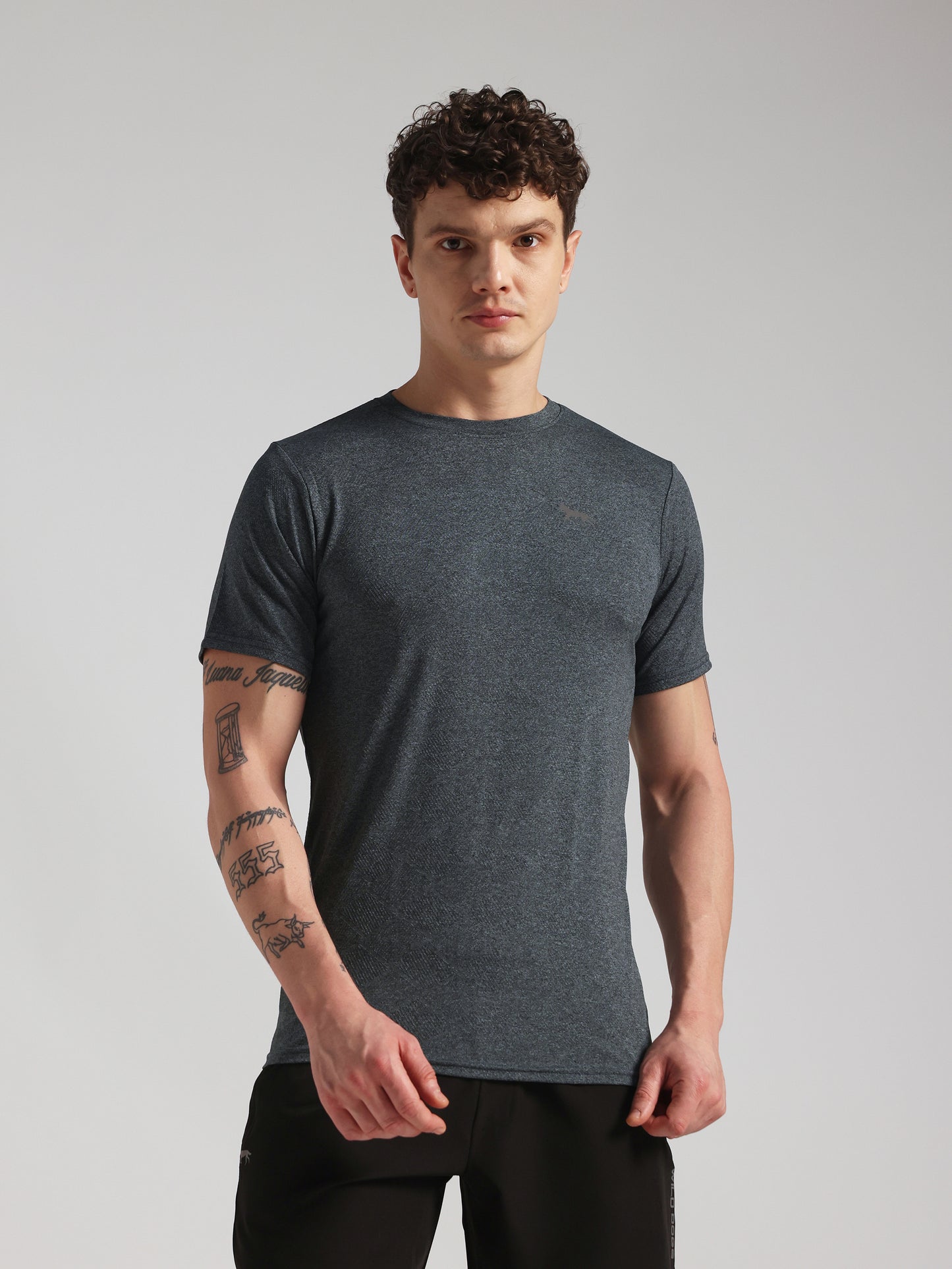 Men’s Premium Self-Textured Teal Blue GYM T-Shirt
