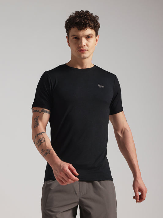 Men’s Premium Self-Textured Black GYM T-Shirt