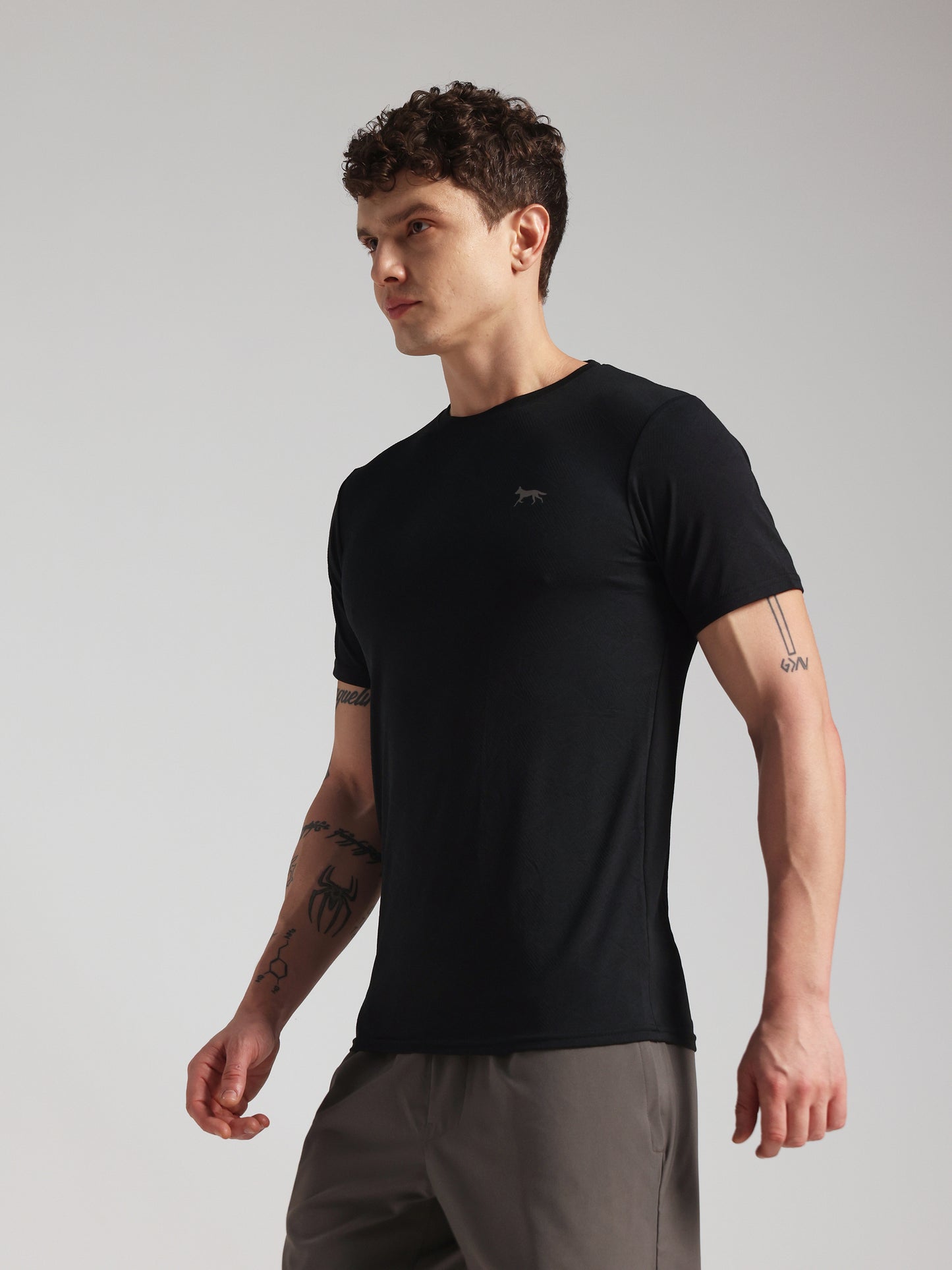 Men’s Premium Self-Textured Black GYM T-Shirt