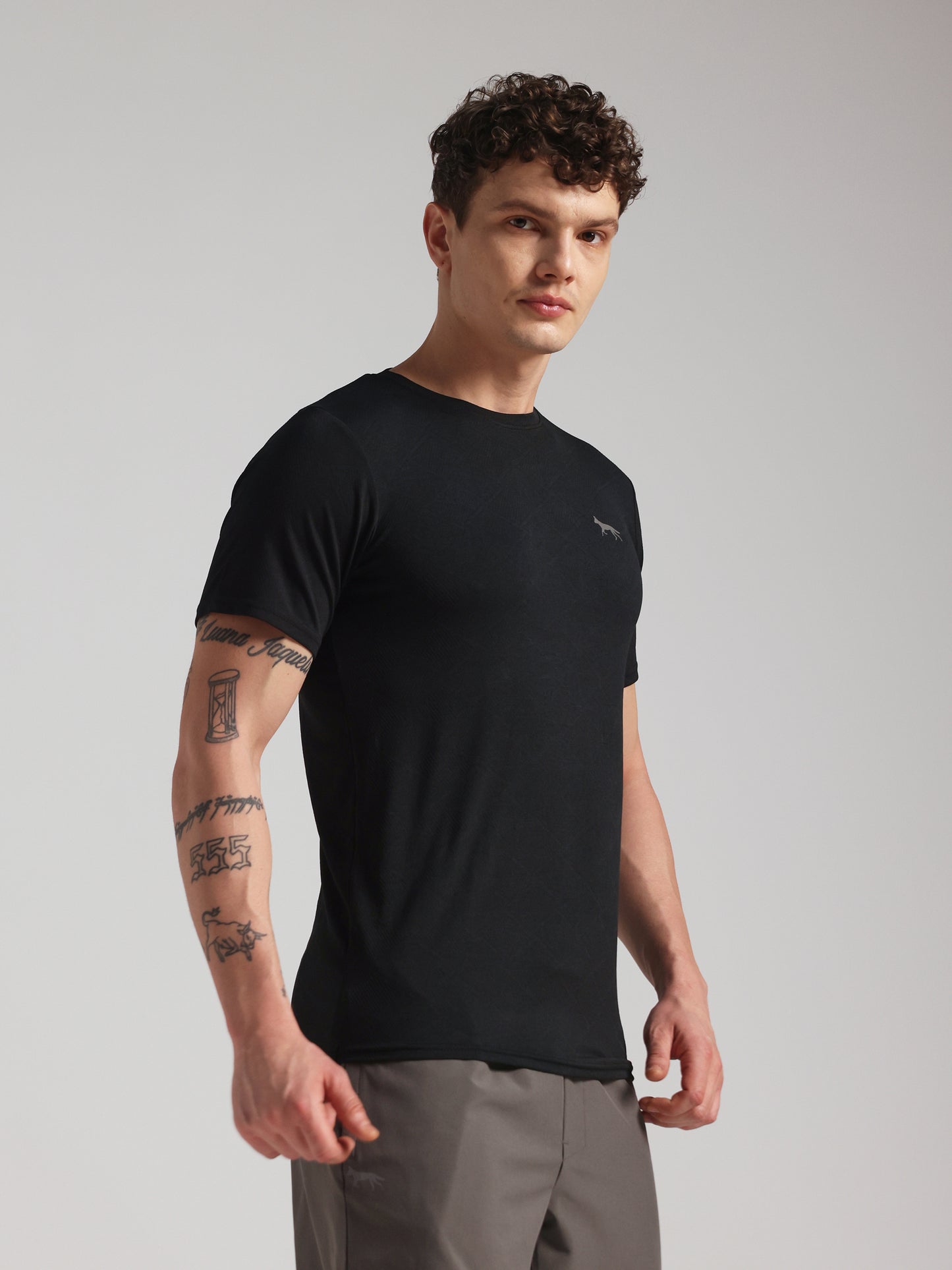 Men’s Premium Self-Textured Black GYM T-Shirt