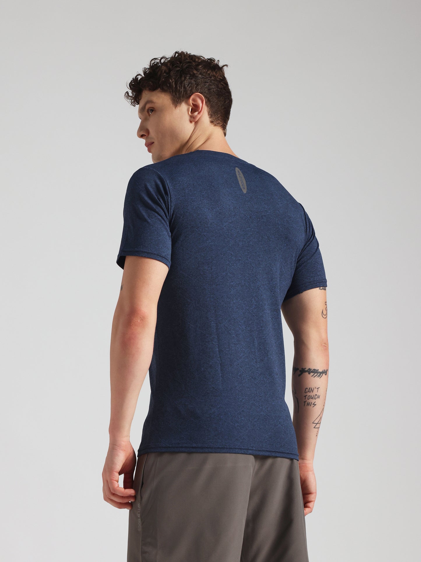 Men’s Premium Self-Textured Navy Blue GYM T-Shirt