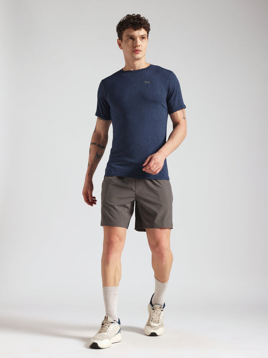 Men’s Premium Self-Textured Navy Blue GYM T-Shirt