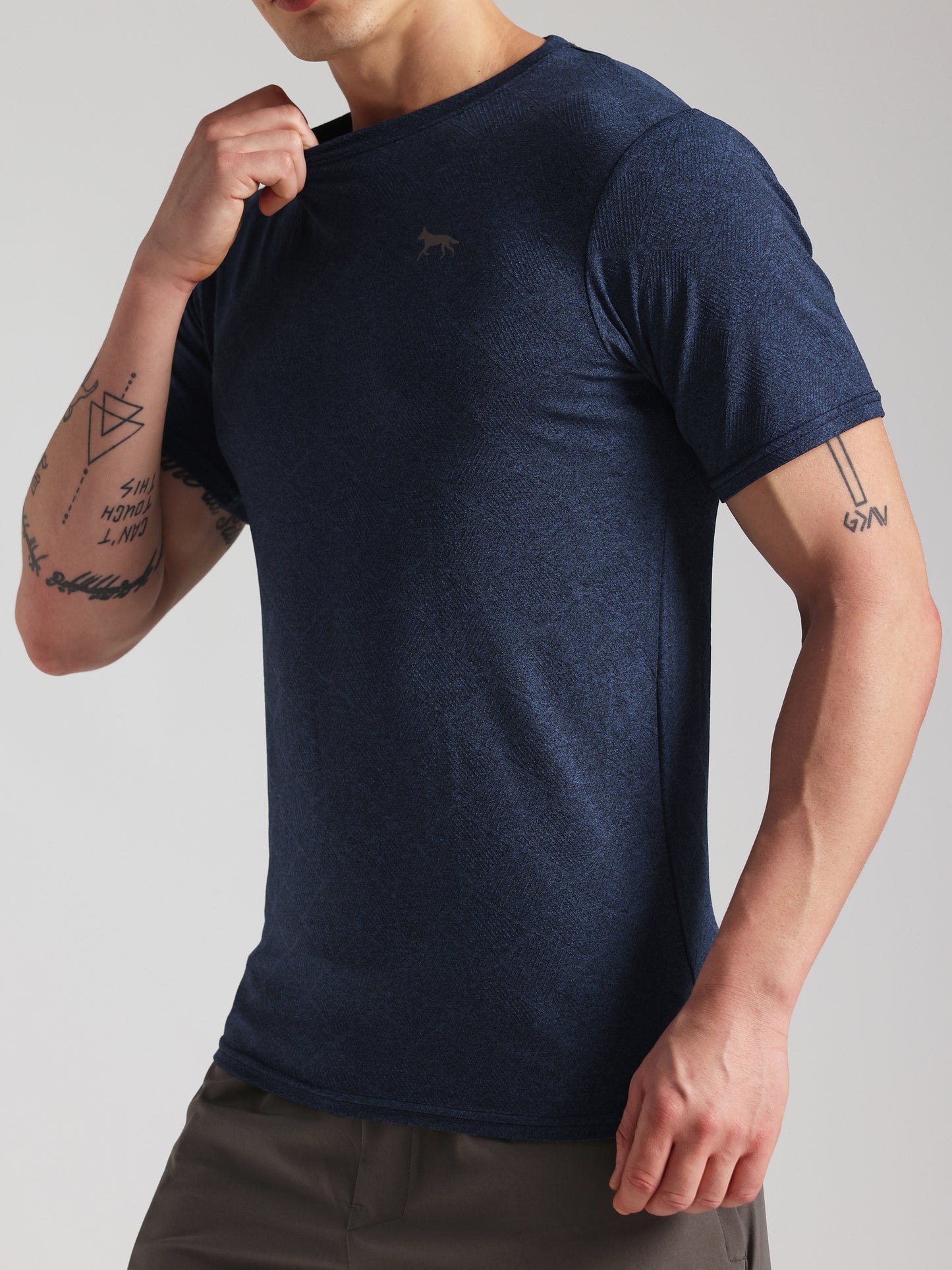 Men’s Premium Self-Textured Navy Blue GYM T-Shirt