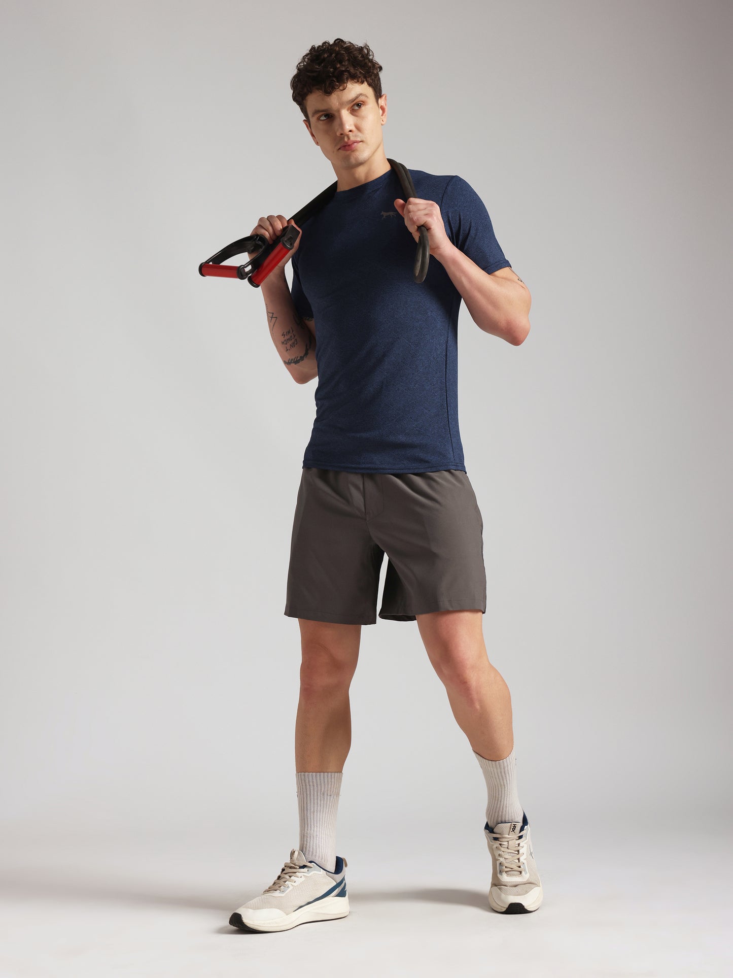 Men’s Premium Self-Textured Navy Blue GYM T-Shirt