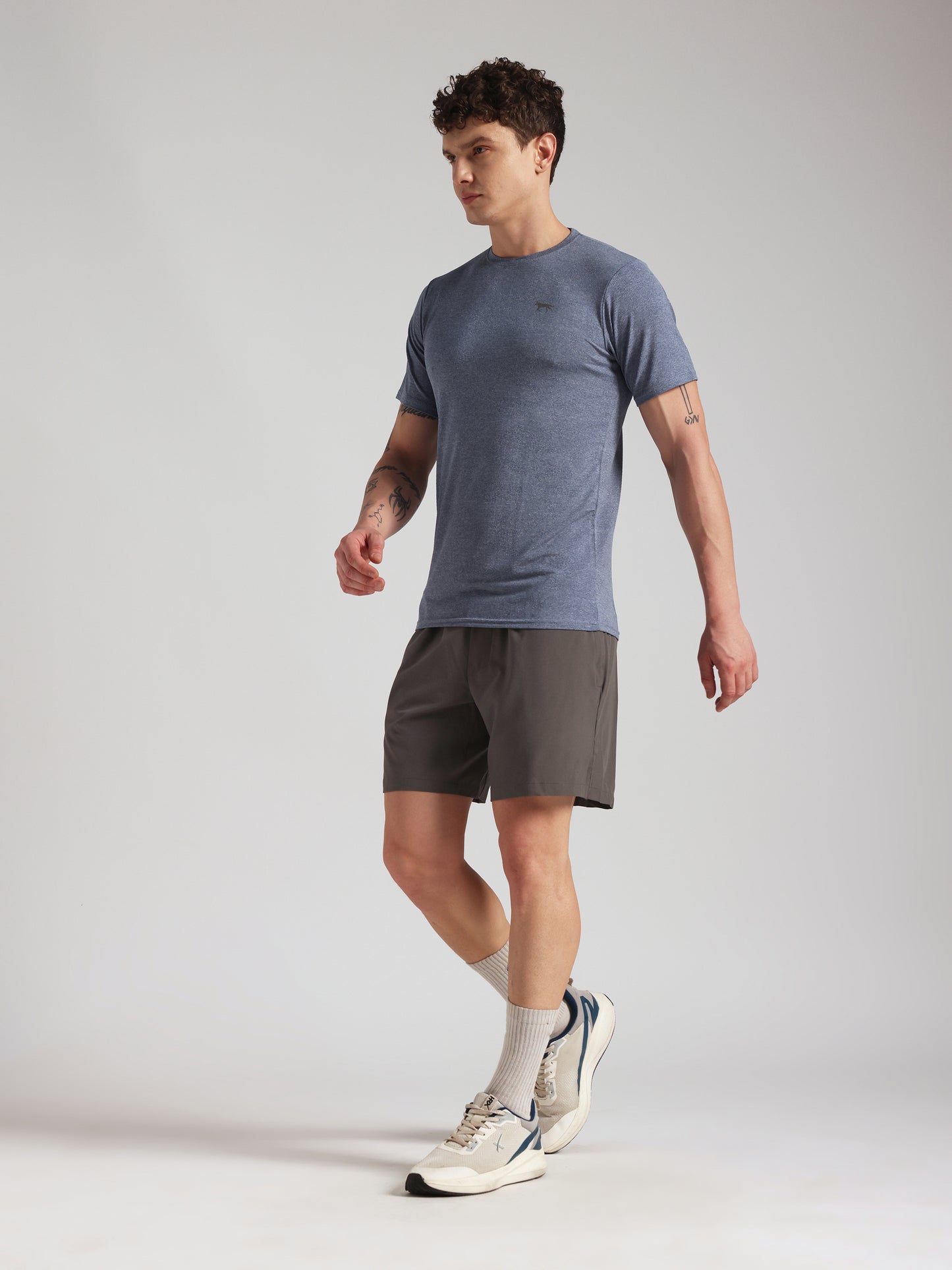 Men’s Premium Self-Textured Ice Blue GYM T-Shirt