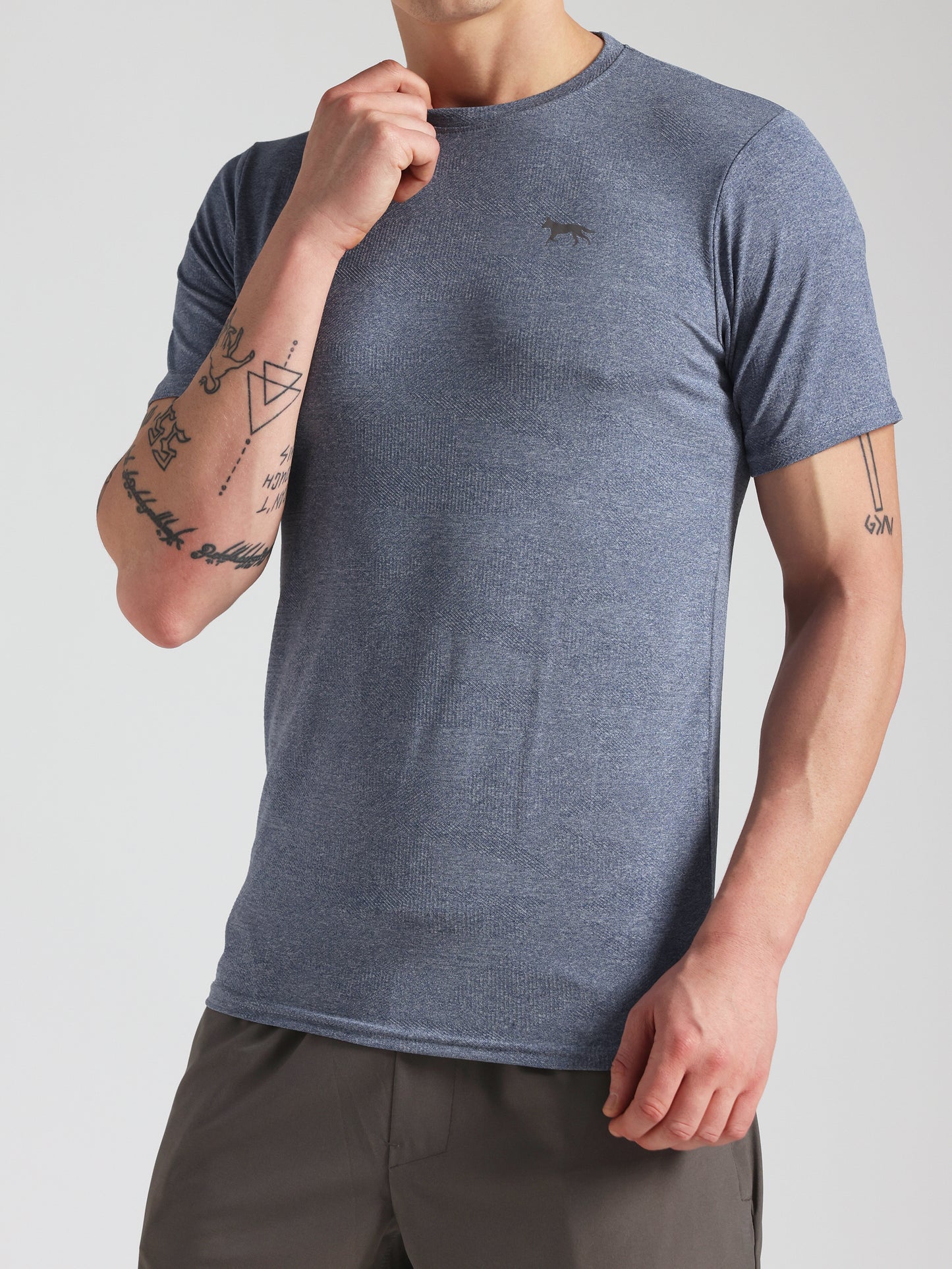 Men’s Premium Self-Textured Ice Blue GYM T-Shirt