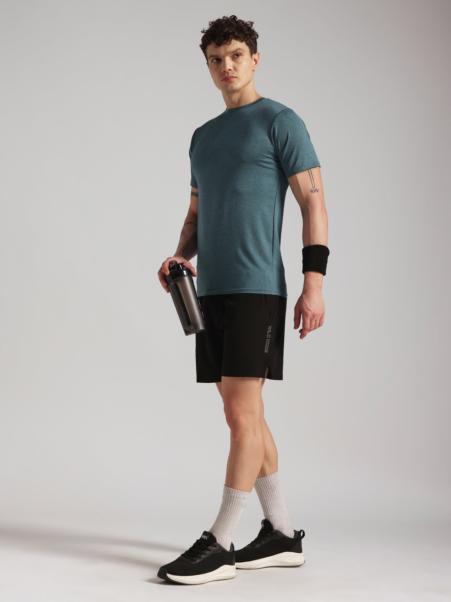 Men’s Premium Self-Textured Sea Blue GYM T-Shirt