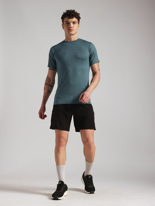 Men’s Premium Self-Textured Sea Blue GYM T-Shirt