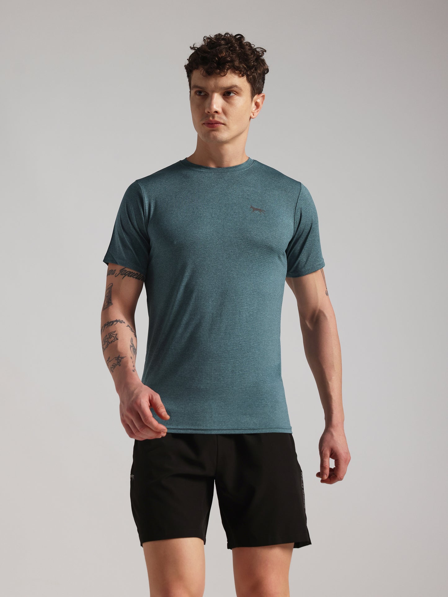 Men’s Premium Self-Textured Sea Blue GYM T-Shirt