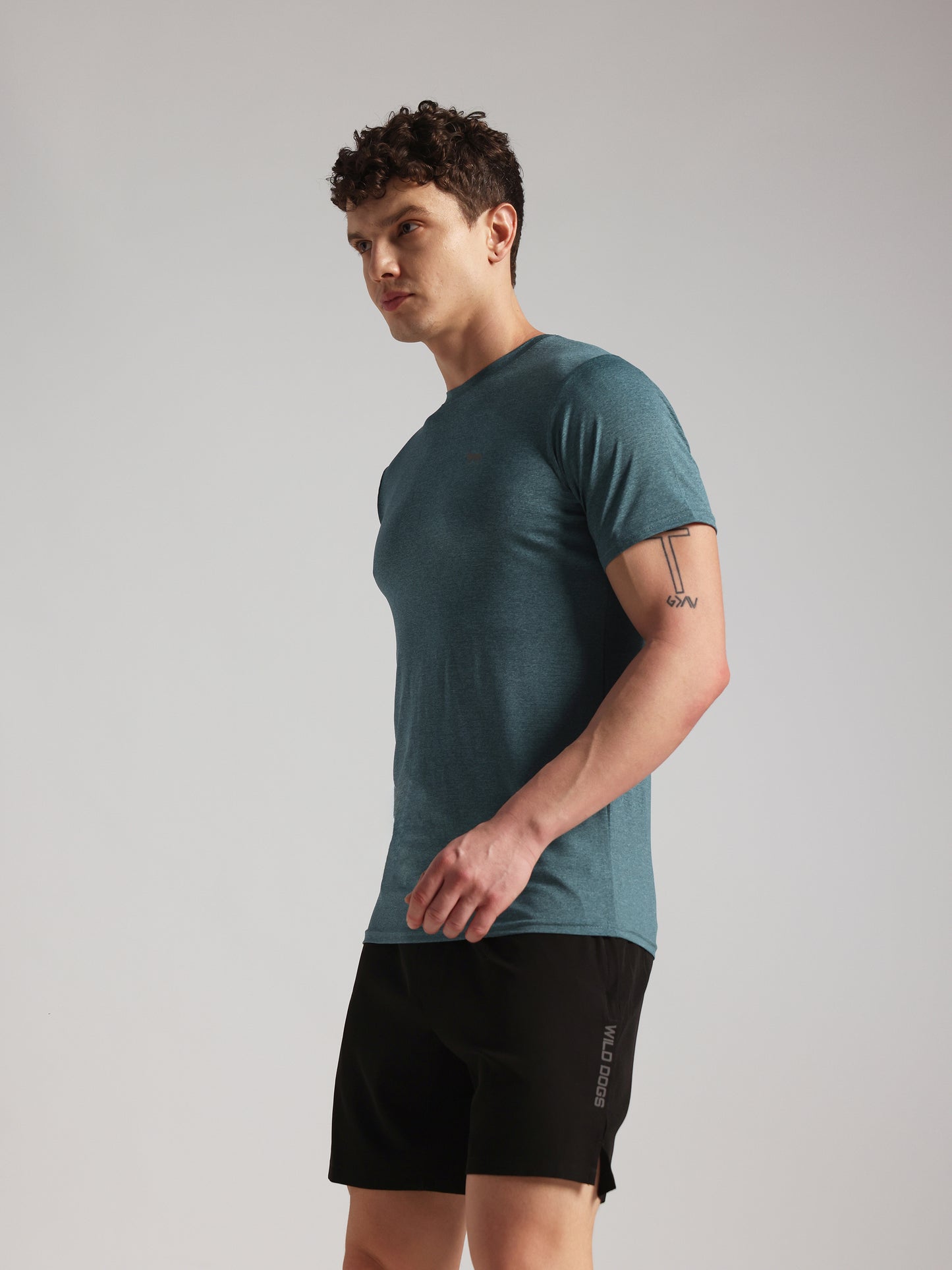 Men’s Premium Self-Textured Sea Blue GYM T-Shirt