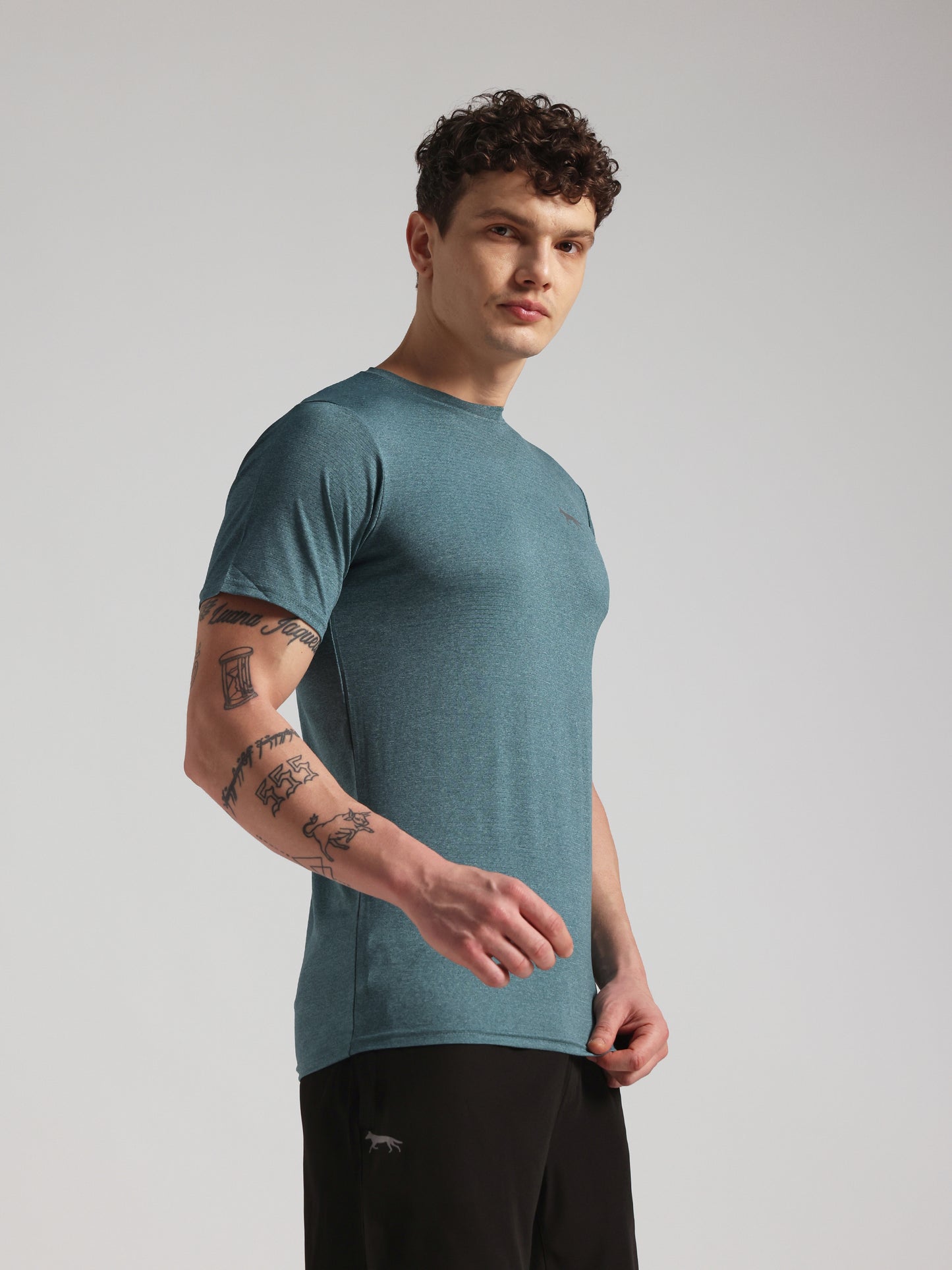 Men’s Premium Self-Textured Sea Blue GYM T-Shirt