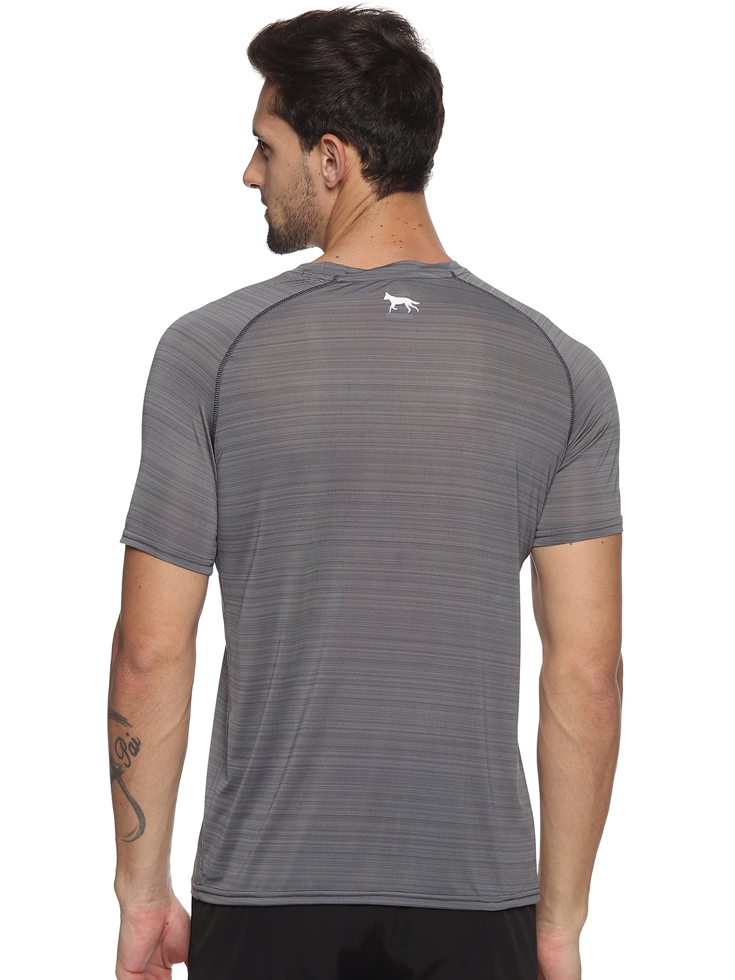 Wild Dogs Men's Grey Textured Round neck T-shirt
