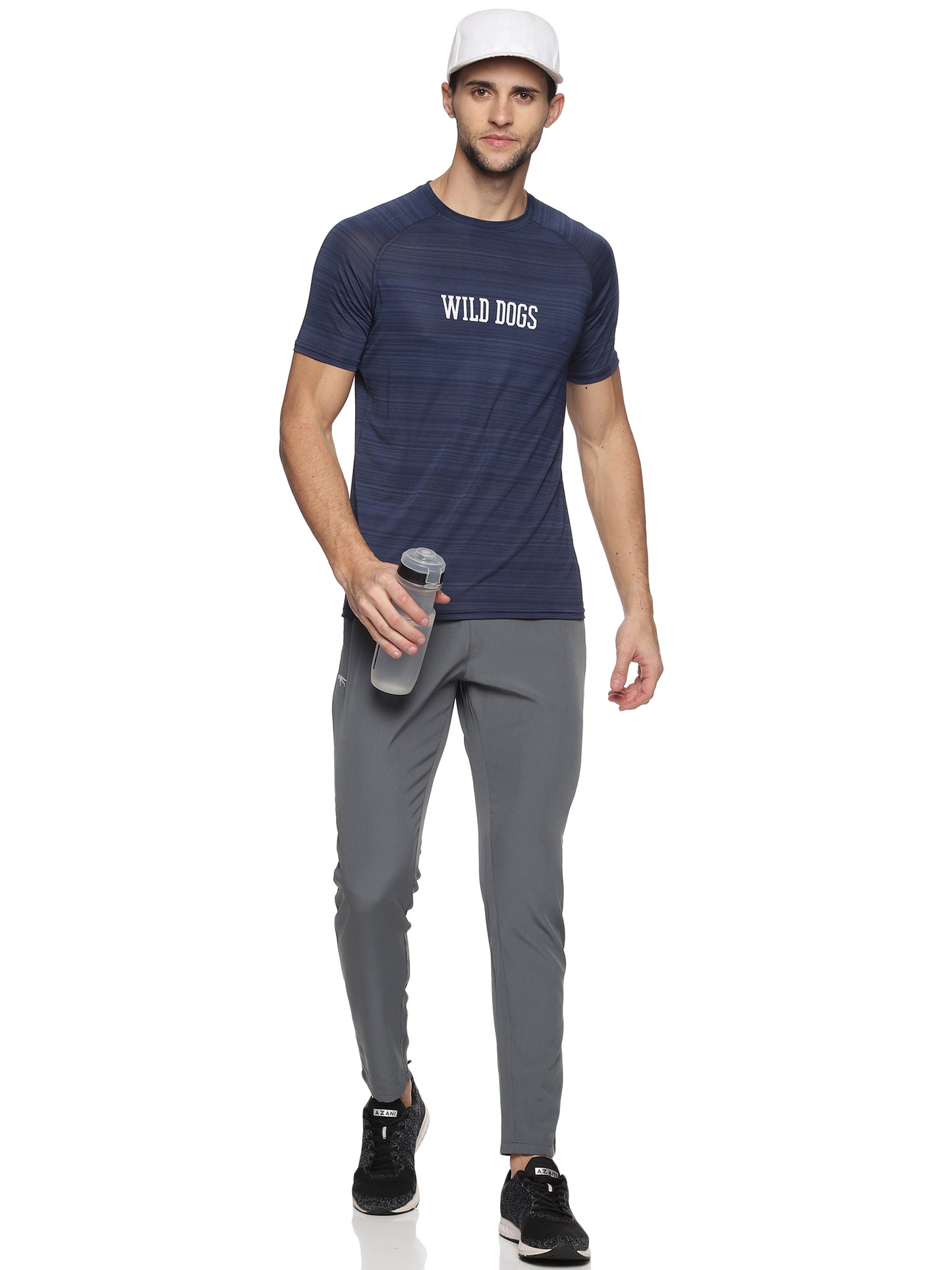 Wild Dogs Men Navy Blue Textured Round neck T-shirt