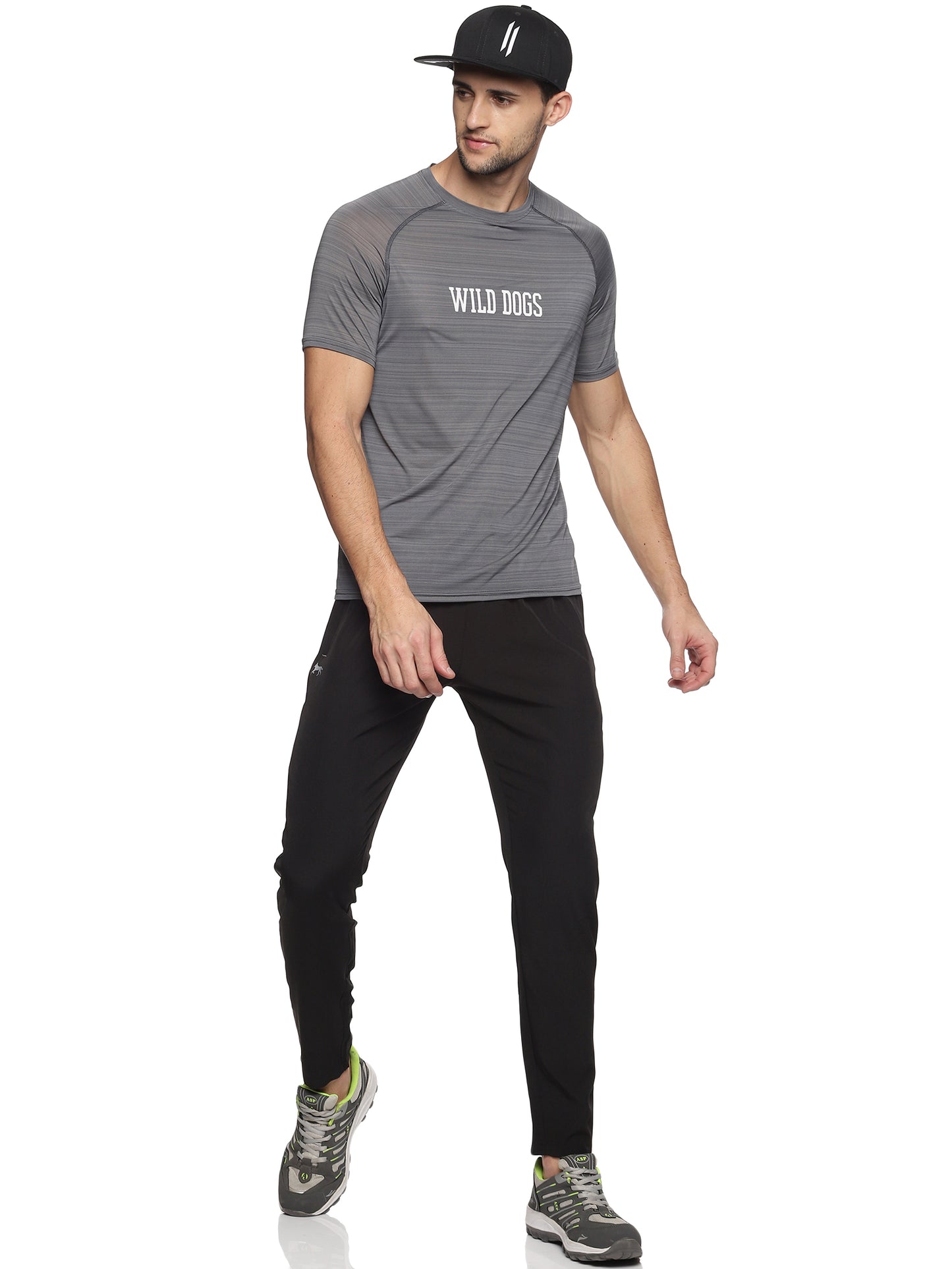 Wild Dogs Men's Grey Textured Round neck T-shirt